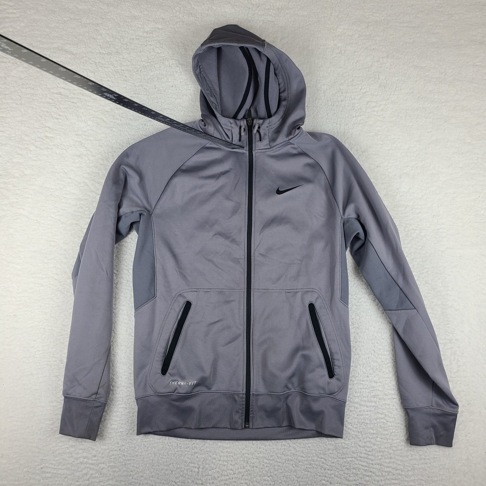 Nike Hoodie Mens Small Dark Gray Therma Fit Full Zip Basketball 596322-001